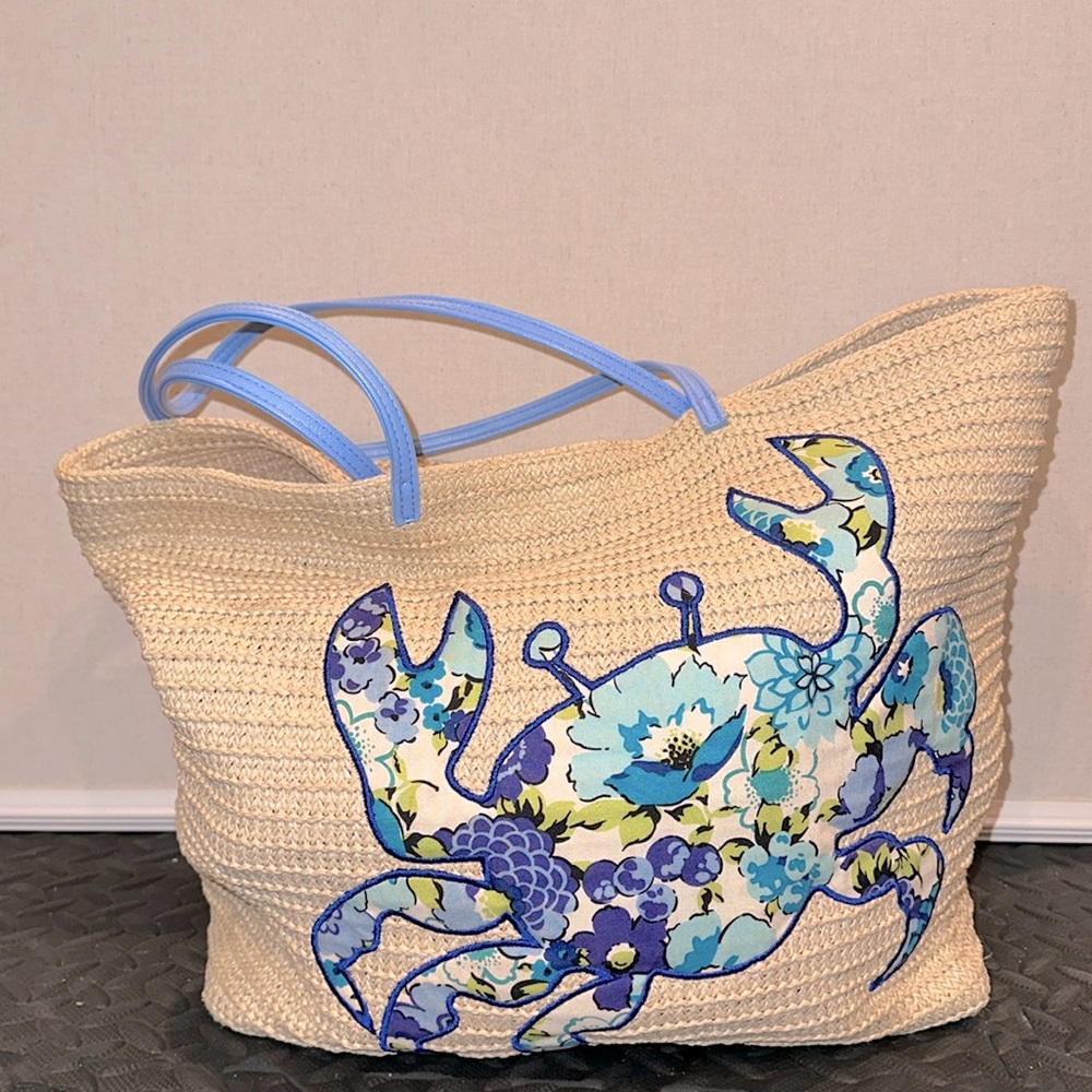 Vera Bradley “Crazy Crab” Straw Beach Bag